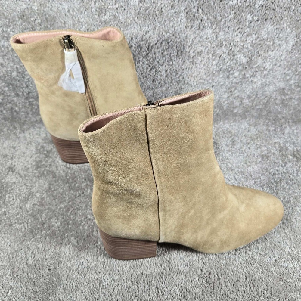 J.Crew Maya Boot Suede Stacked Heel Melted Caramel Brown Womens 9.5